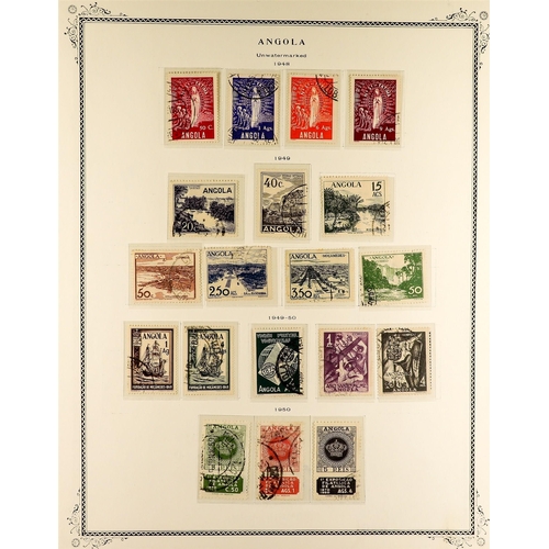 933 - PORTUGUESE COLONIES ANGOLA 1870 - 1980 USED COLLECTION on Scott album pages, comprehensive from 1870... 