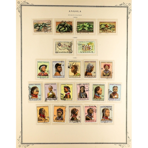 933 - PORTUGUESE COLONIES ANGOLA 1870 - 1980 USED COLLECTION on Scott album pages, comprehensive from 1870... 