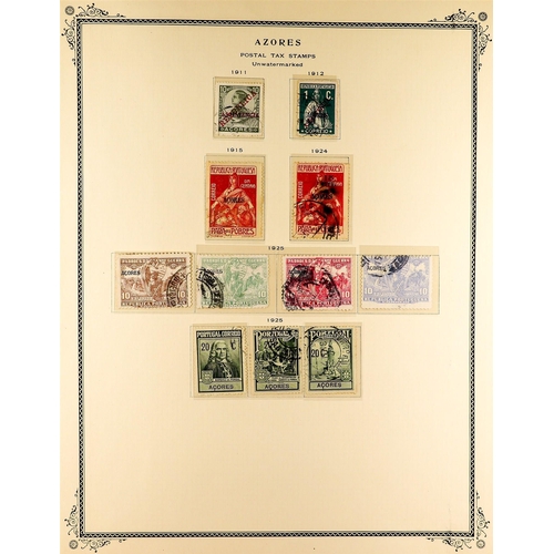 934 - PORTUGUESE COLONIES AZORES 1868 - 1932 USED COLLECTION on album pages, note 1868-80 range with imper... 