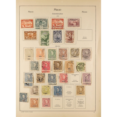 936 - PORTUGUESE COLONIES MACAU 1884 - 1924 COLLECTION on old album pages of mint and used stamps, incl. 1... 