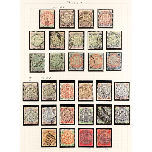 941 - RHODESIA 1892 - 1913 USED COLLECTION on pages, substantial ranges include additional shades, postal ... 