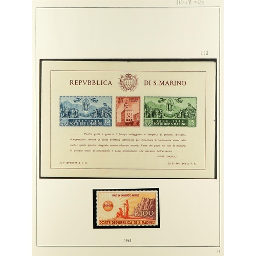 976 - SAN MARINO 1945 - 1964 NEVER HINGED MINT COLLECTION near - complete in hingeless album (approx 550 s... 