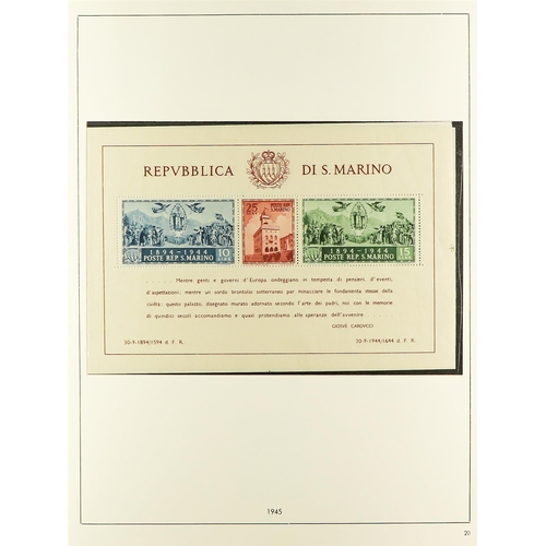 976 - SAN MARINO 1945 - 1964 NEVER HINGED MINT COLLECTION near - complete in hingeless album (approx 550 s... 