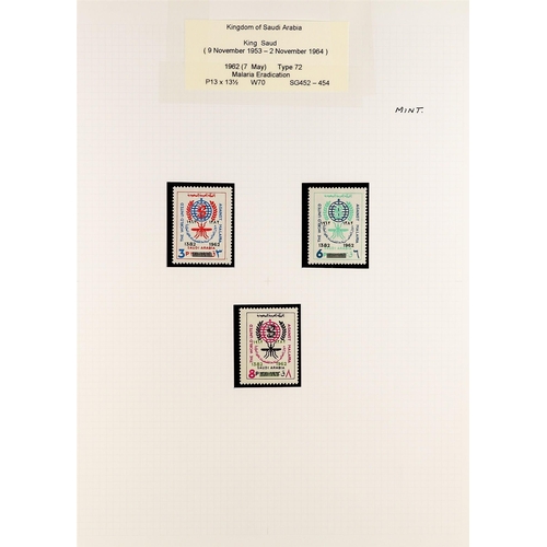 982 - SAUDI ARABIA 1950 - 1974 NEVER HINGED MINT collection on pages, sets & miniature sheets. Very fine, ... 