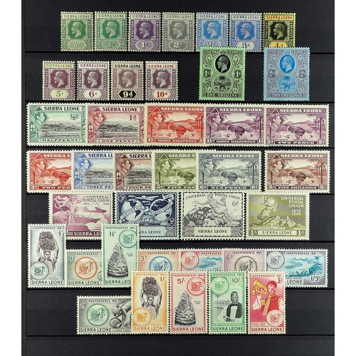 993 - SIERRA LEONE 1884 - 1961 MINT COLLECTION on a stock page (+/- 95 stamps)
Lot 993 
[a]