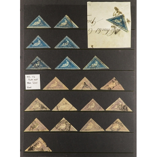 995 - SOUTH AFRICA -COLS & REPS CAPE OF GOOD HOPE 1853 - 1863 TRIANGULAR CLASSICS all used an identified o... 