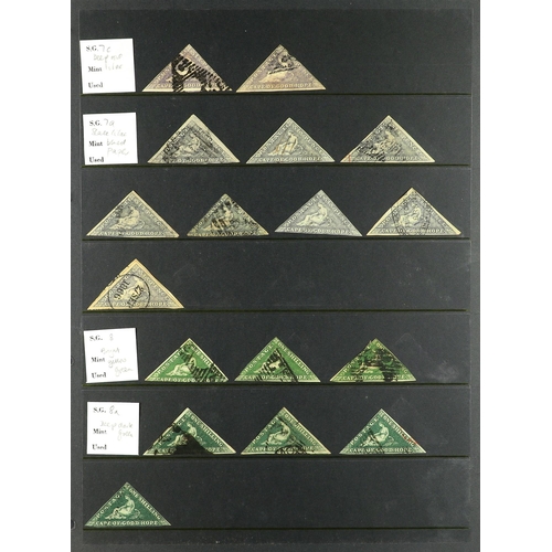 995 - SOUTH AFRICA -COLS & REPS CAPE OF GOOD HOPE 1853 - 1863 TRIANGULAR CLASSICS all used an identified o... 