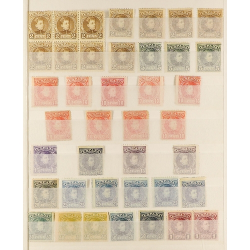 1021 - SPAIN 1867 - 1909 MINT COLLECTION in a small stock book, note 'better' values & some complete sets, ... 