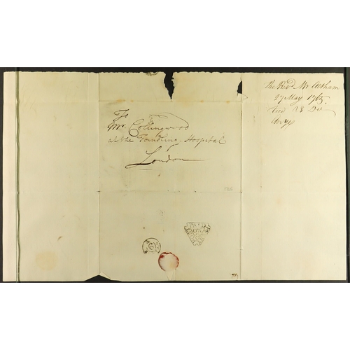 1184 - GB.PRE - STAMP 1765 (27 May) EL “To Mr Collingwood at the Foundling Hospital London” bearing a very ... 