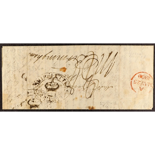 1188 - GB.PRE - STAMP 1809 ROCHESTER SHIP LETTER (April) entire letter from Cartagena to Birmingham, showin... 