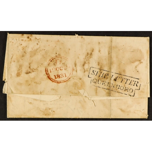 1194 - GB.PRE - STAMP 1831 QUEENBOROUGH SHIP LETTER (October) entire letter Hamburg to Huth in London, show... 