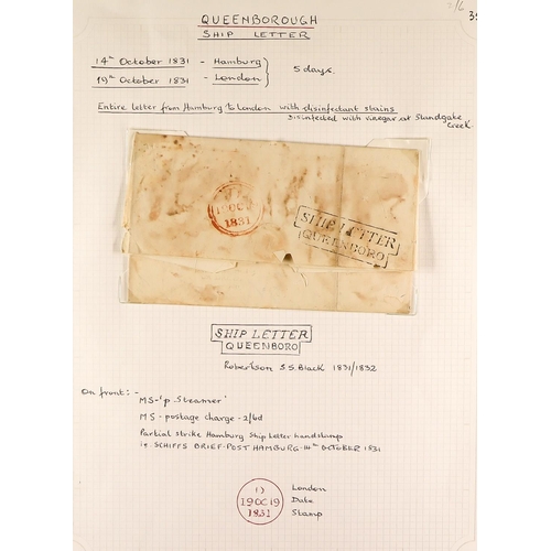 1194 - GB.PRE - STAMP 1831 QUEENBOROUGH SHIP LETTER (October) entire letter Hamburg to Huth in London, show... 