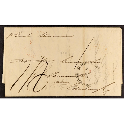 1195 - GB.PRE - STAMP 1835 GOOLE SHIP LETTER (June) an entire letter from Hamburg to Edinburgh, rated 1/8, ... 