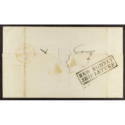 1199 - GB.PRE - STAMP 1845 NEW ROMNEY SHIP LETTER a srapper from Canton to Huth in London, showing on rever... 