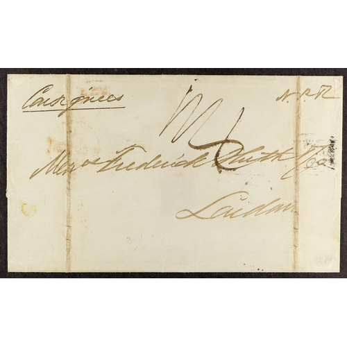 1199 - GB.PRE - STAMP 1845 NEW ROMNEY SHIP LETTER a srapper from Canton to Huth in London, showing on rever... 