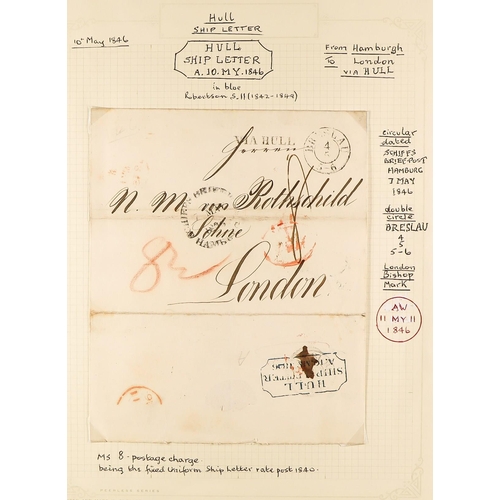 1201 - GB.PRE - STAMP SHIP LETTERS COLLECTION a range written up in an album, all fair to good strikes on w... 