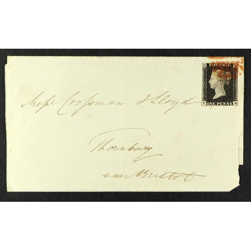 1208 - GB.PENNY BLACKS 1840 (24 Nov) wrapper without side flaps, from London to Bristol bearing 1d black 'P... 