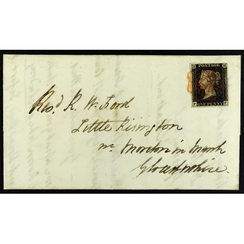 1209 - GB.PENNY BLACKS 1840 (5 Dec) EL from London to Gloucestershire bearing 1d black 'PF' from plate 7 wi... 