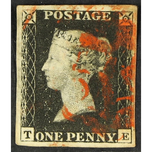 1216 - GB.PENNY BLACKS 1840 1d black, Plate 1b 