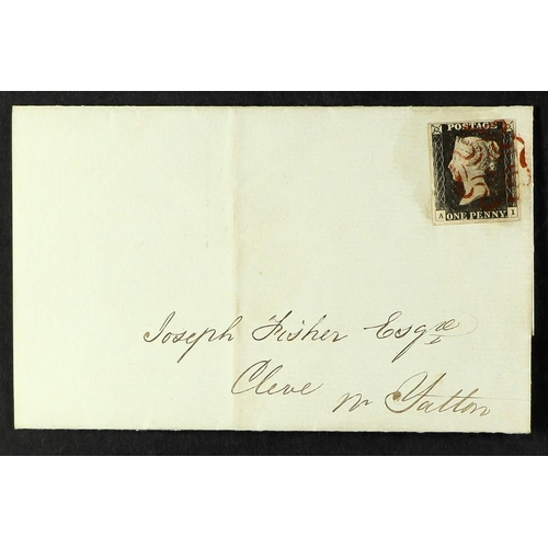 1225 - GB.PENNY BLACKS 1840 MAY DATE. 1840 (8 May) EL from Bristol to Cleeve, Somerset bearing a 1d black '... 