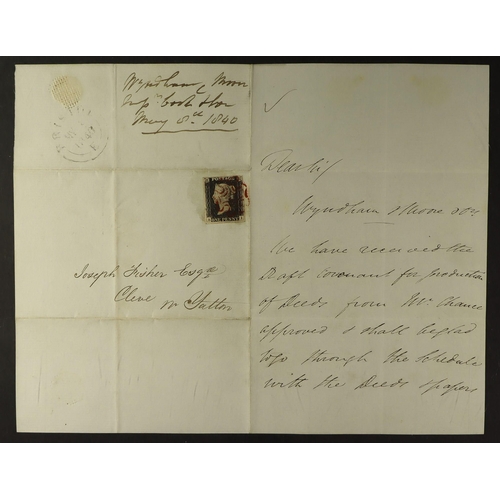 1225 - GB.PENNY BLACKS 1840 MAY DATE. 1840 (8 May) EL from Bristol to Cleeve, Somerset bearing a 1d black '... 