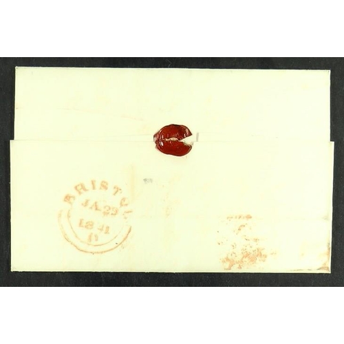 1232 - GB.PENNY BLACKS 1841 (30 Jan) wrapper from Bristol to Taunton bearing 1d black 'QK' plate 10 with 4 ... 