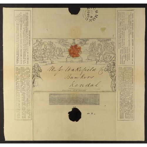 1240 - GB.QUEEN VICTORIA 1840 (8 Jun) 1d black Mulready letter sheet (A8), SG ME1, sent from Richmond to Ke... 