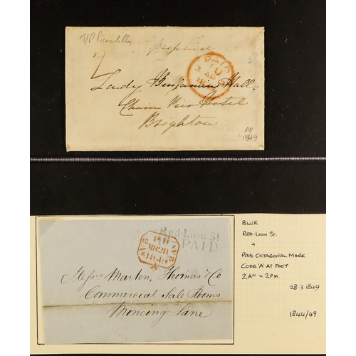 1241 - GB.QUEEN VICTORIA 1840 - 1852 PREPAID MAIL collection of 36 prepaid stampless covers (a few are fron... 