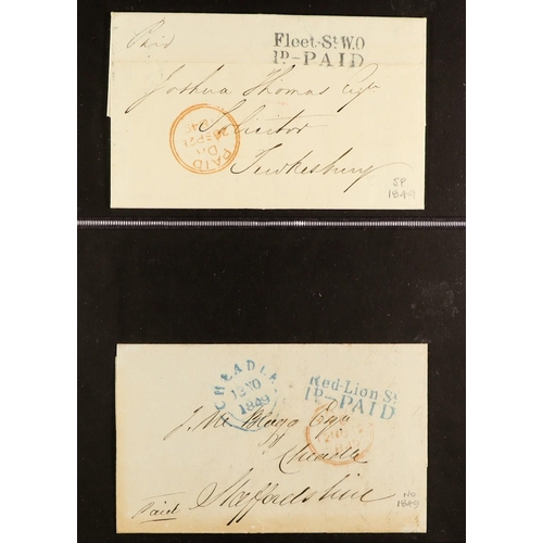 1241 - GB.QUEEN VICTORIA 1840 - 1852 PREPAID MAIL collection of 36 prepaid stampless covers (a few are fron... 