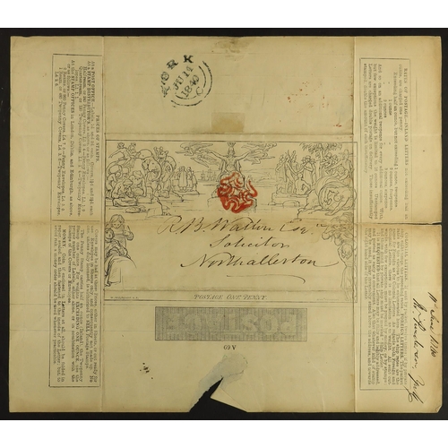 1245 - GB.QUEEN VICTORIA 1840 1d black Mulready letter sheet (A69), SG ME1, sent from York to Northallerton... 