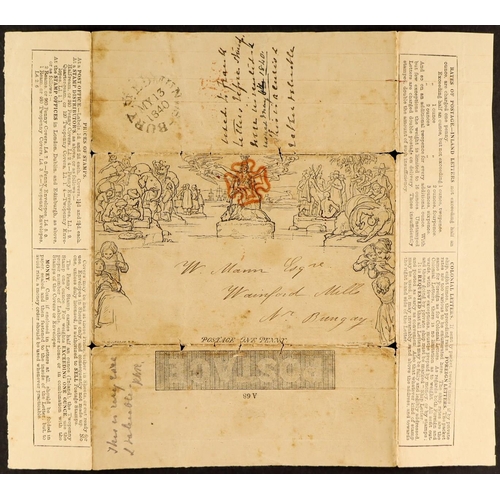 1249 - GB.QUEEN VICTORIA 1840 MAY DATE. 1840 (13 May) 1d black Mulready letter sheet (stereo A468) sent fro... 