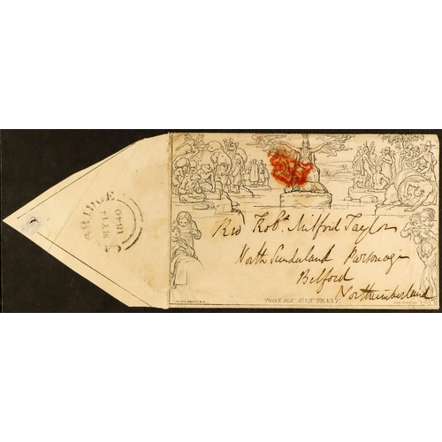 1250 - GB.QUEEN VICTORIA 1840 MAY DATE. 1840 (14 May) 1d black Mulready envelope (stereo A157 from Forme 3)... 