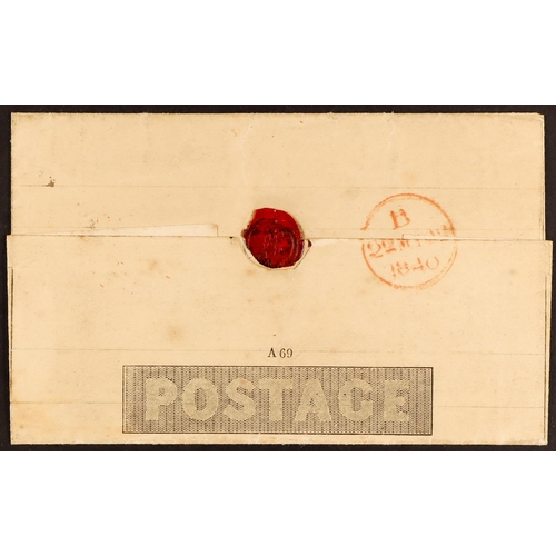 1252 - GB.QUEEN VICTORIA 1840 MAY DATE. 1840 (21 May) 1d black Mulready letter sheet (stereo A69) sent from... 