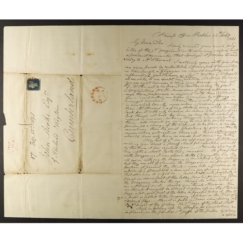 1260 - GB.QUEEN VICTORIA 1841 (12 Feb) EL from Peebles to Akehead Wigton, Cumberland regarding the proposed... 