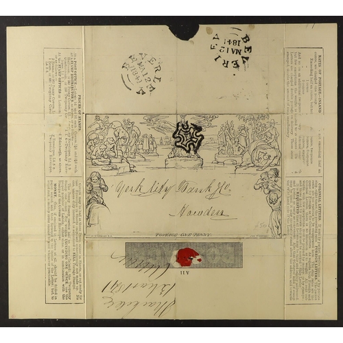 1261 - GB.QUEEN VICTORIA 1841 (12 May) 1d black Mulready letter sheet (A11), SG ME1, sent from Beverly to H... 