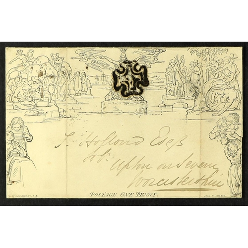 1266 - GB.QUEEN VICTORIA 1841 (29 May) 1d black Mulready letter sheet (A6), SG ME1, sent from London to Upt... 