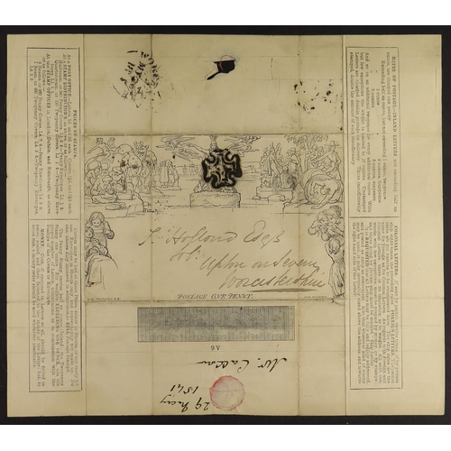 1266 - GB.QUEEN VICTORIA 1841 (29 May) 1d black Mulready letter sheet (A6), SG ME1, sent from London to Upt... 