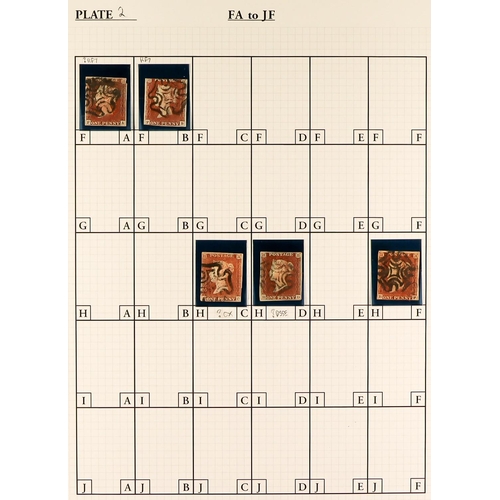 1270 - GB.QUEEN VICTORIA 1841 'BLACK PLATE' 2. A collection of 50 different positions of the 1d red-brown i... 