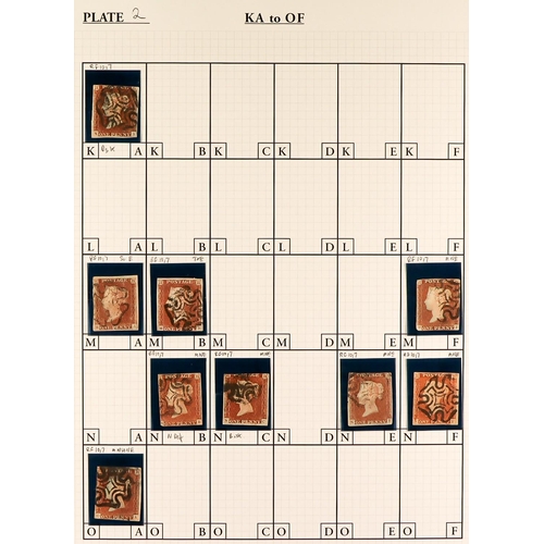 1270 - GB.QUEEN VICTORIA 1841 'BLACK PLATE' 2. A collection of 50 different positions of the 1d red-brown i... 