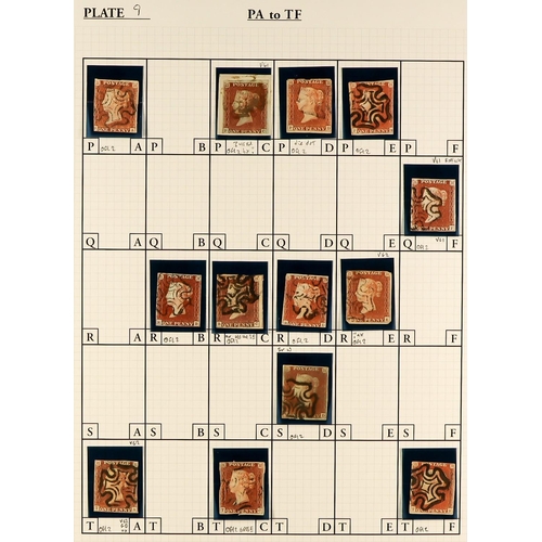 1273 - GB.QUEEN VICTORIA 1841 'BLACK PLATE' 9 A collection of 65 different positions of the 1d red-brown im... 