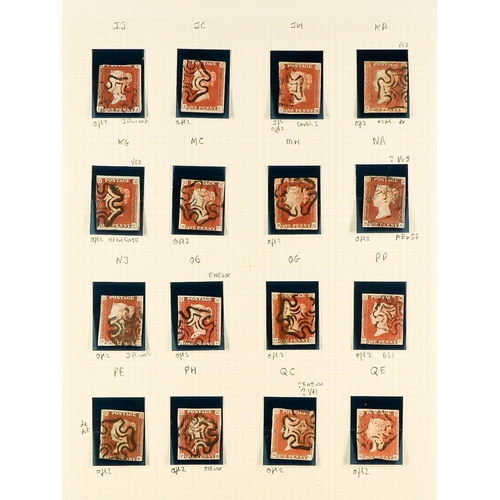 1274 - GB.QUEEN VICTORIA 1841 'BLACK PLATE' 10. A collection of 39 different positions of the 1d red-brown ... 