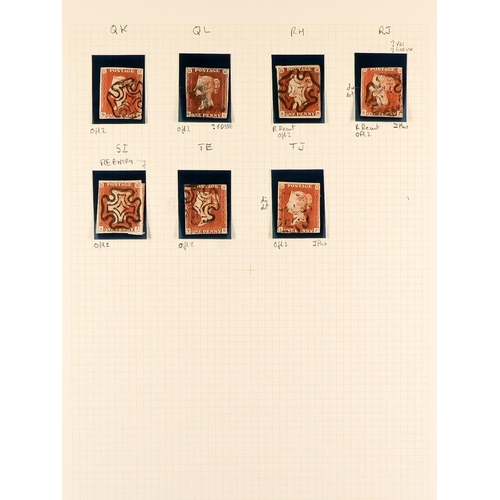 1274 - GB.QUEEN VICTORIA 1841 'BLACK PLATE' 10. A collection of 39 different positions of the 1d red-brown ... 