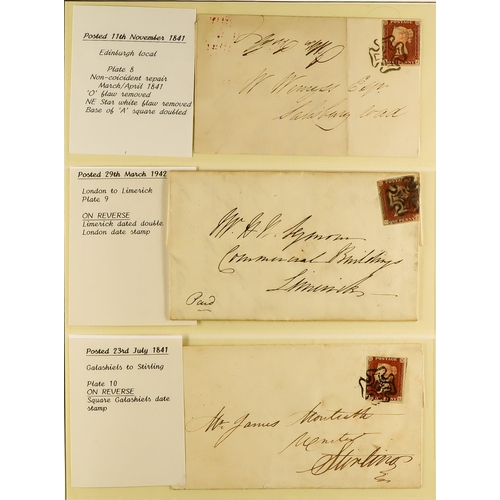 1279 - GB.QUEEN VICTORIA 1841 1D RED PLATED COVERS. A collection of 95 covers in 2 albums of 1841 1d red-br... 