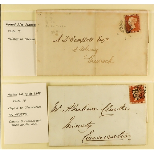 1279 - GB.QUEEN VICTORIA 1841 1D RED PLATED COVERS. A collection of 95 covers in 2 albums of 1841 1d red-br... 