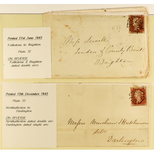 1279 - GB.QUEEN VICTORIA 1841 1D RED PLATED COVERS. A collection of 95 covers in 2 albums of 1841 1d red-br... 