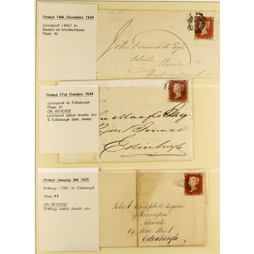 1279 - GB.QUEEN VICTORIA 1841 1D RED PLATED COVERS. A collection of 95 covers in 2 albums of 1841 1d red-br... 