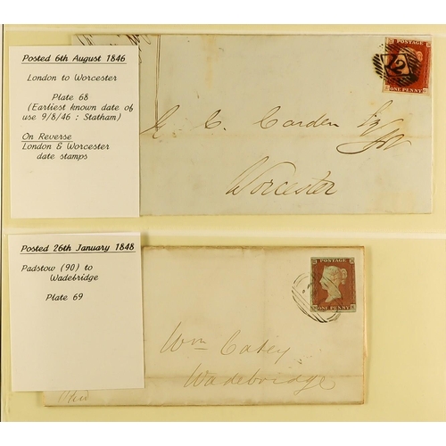 1279 - GB.QUEEN VICTORIA 1841 1D RED PLATED COVERS. A collection of 95 covers in 2 albums of 1841 1d red-br... 