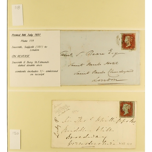 1279 - GB.QUEEN VICTORIA 1841 1D RED PLATED COVERS. A collection of 95 covers in 2 albums of 1841 1d red-br... 