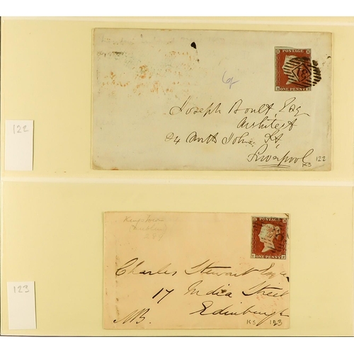 1279 - GB.QUEEN VICTORIA 1841 1D RED PLATED COVERS. A collection of 95 covers in 2 albums of 1841 1d red-br... 