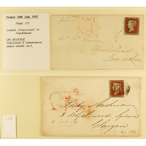 1279 - GB.QUEEN VICTORIA 1841 1D RED PLATED COVERS. A collection of 95 covers in 2 albums of 1841 1d red-br... 